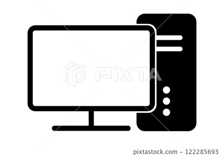 簡單的桌面電腦單色圖標 122285693
