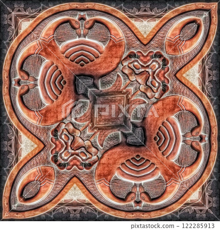 Decorative wooden texture for wall covering. Wood material texture for reed, rug, floor tiles, carpet, fabric, stem, straw, wicker, sisal matting surface printing. Modern wooden frame for decoration 122285913