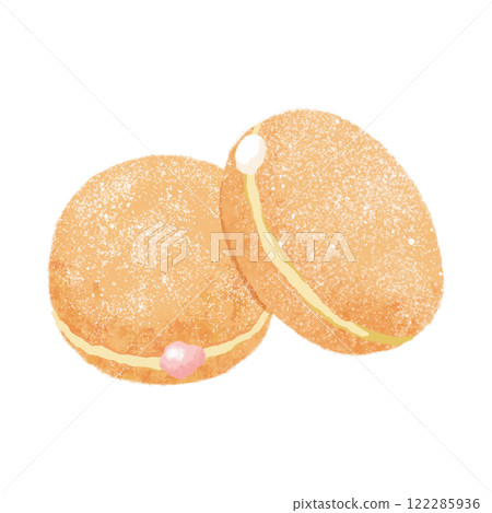 鬆軟的甜甜圈配草莓奶油和鮮奶油 122285936