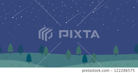 Illustration of a seamless starry sky landscape Illustration of a seamless starry sky landscape 122286575