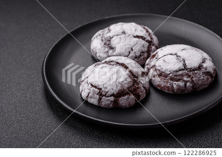 Sweet chocolate crinkle cookies made at home Sweet chocolate crinkle cookies made at home 122286925