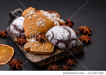 Christmas homemade gingerbreads, cookies and decorative elements Christmas homemade gingerbreads, cookies and decorative elements 122287160