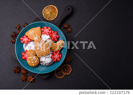 Christmas homemade gingerbreads, cookies and decorative elements Christmas homemade gingerbreads, cookies and decorative elements 122287176