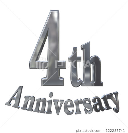3DCG letters "4th Anniversary/4th Anniversary Mark Sparkle" Silver, Silver 3DCG letters "4th Anniversary/4th Anniversary Mark Sparkle" Silver, Silver 122287741