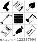 瓷磚施工中使用的各種工具的插圖集 122287994