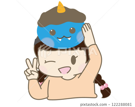 節分期間戴著鬼面具的兒童(女孩) 節分期間戴著鬼面具的兒童(女孩) 122288081