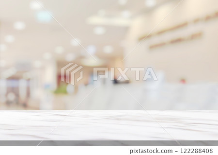 Marble table top with blur hospital clinic medical interior background 122288408