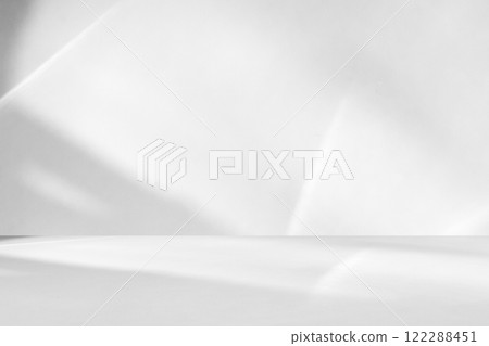 Abstract white studio room with light and shadow from window background for product display presentation 122288451