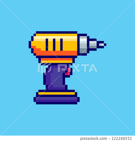 Pixel art Electric Drill game asset design 122288552