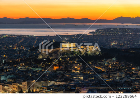 Sunset View over Athens and Acropolis 122289664
