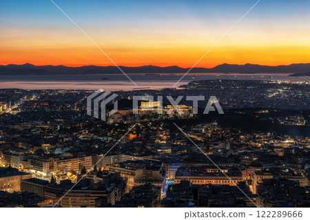 Sunset View over Athens and Acropolis 122289666