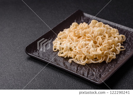 Rice noodles, asian food with soy sauce and spices 122290241