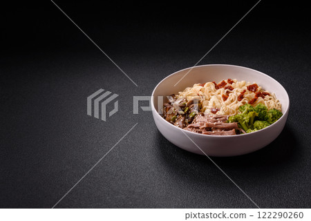 Rice noodles, asian food with soy sauce and spices Rice noodles, asian food with soy sauce and spices 122290260