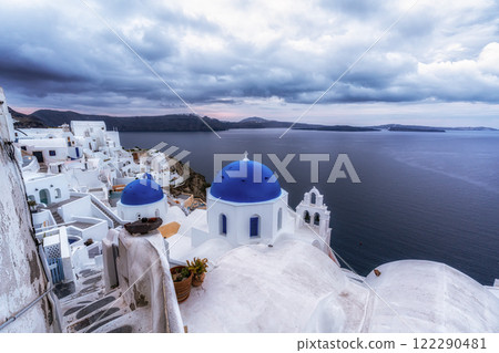 Blue Domed Church in Santorini Blue Domed Church in Santorini 122290481