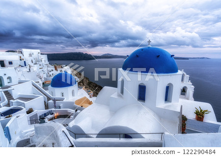 Blue Domed Church in Santorini Blue Domed Church in Santorini 122290484