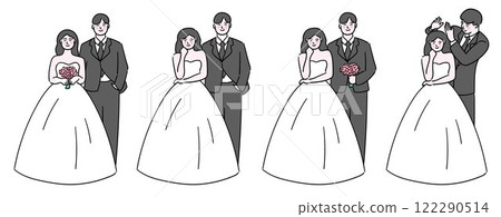 Wedding couple, bride and groom, the bride and groom couple with different pose styles Wedding couple, bride and groom, the bride and groom couple with different pose styles 122290514