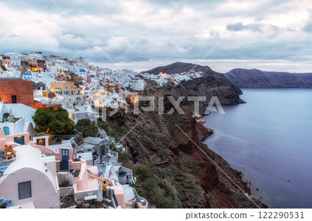 Oia Santorini Sunrise Cliffside View Oia Santorini Sunrise Cliffside View 122290531