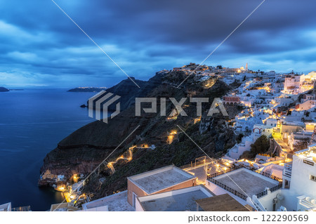View of Fira Santorini at Night 122290569