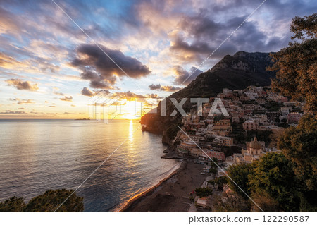 Positano Amalfi Coast Sunset View Positano Amalfi Coast Sunset View 122290587