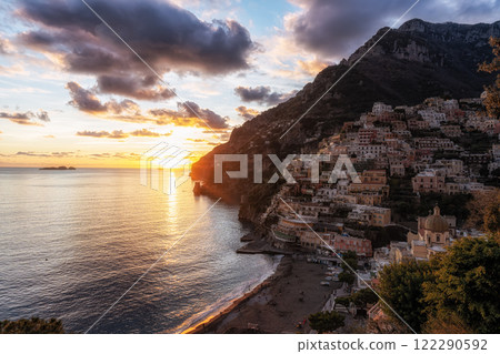 Positano Amalfi Coast Sunset View Positano Amalfi Coast Sunset View 122290592