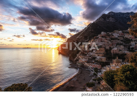 Positano Amalfi Coast Sunset View Positano Amalfi Coast Sunset View 122290593
