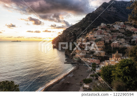 Positano Amalfi Coast Sunset View Positano Amalfi Coast Sunset View 122290594