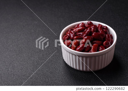 Delicious nutritious canned red beans, with salt and spices 122290682