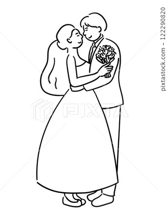 Bride and groom, the bride and groom are hugging each other affectionately vector illustration Bride and groom, the bride and groom are hugging each other affectionately vector illustration 122290820