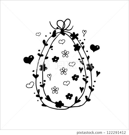 Outline decorative sketches easter egg for gifts, cards. Hand drawn vector illustration 122291412