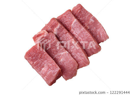 Juicy beef cut into slices with salt, spices and herbs Juicy beef cut into slices with salt, spices and herbs 122291444
