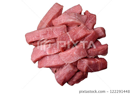 Juicy beef cut into slices with salt, spices and herbs Juicy beef cut into slices with salt, spices and herbs 122291448