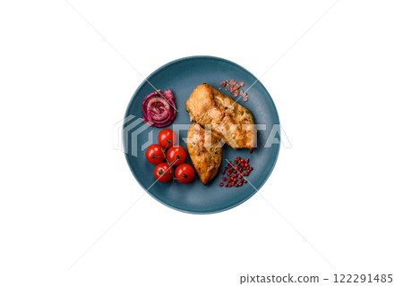 Chicken fillet pieces marinated with salt and spices Chicken fillet pieces marinated with salt and spices 122291485