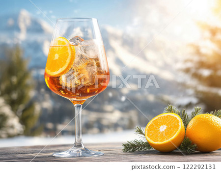 glass of aperol spritz cocktail 122292131