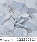 white pills close up, 3D illustration, medicine and health 122292313
