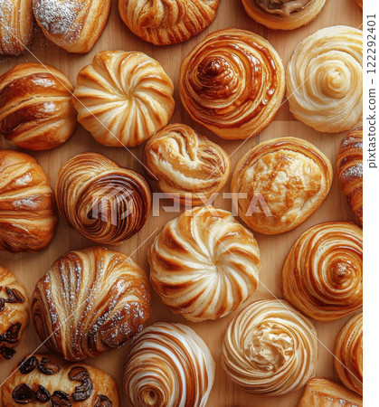 various freshly baked pastries 122292401