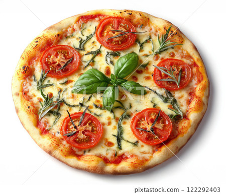 pizza Margarita on white background 122292403