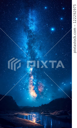 Delicious stack of fluffy pancakes drizzled with maple syrup and topped with butter. Generative AI 122292975