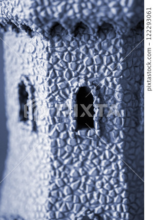 Creative object printed on 3D printer. Three-dimensional model of tower created on 3D printer. 3D model printed on 3D printer from molten plastic. Printing FDM technology. Additive technologies 122293061