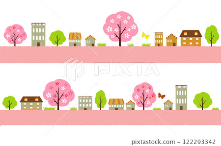 Spring street line decorations in Japanese colors 122293342