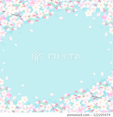 A refreshing background illustration of cherry blossoms and blue sky A refreshing background illustration of cherry blossoms and blue sky 122293474