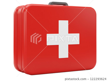 medical kit, red first aid box 122293624