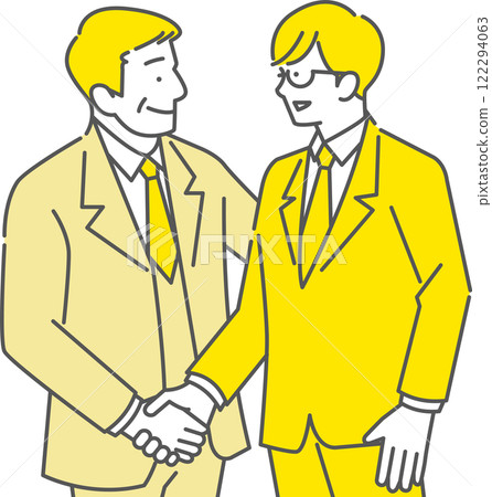 A business scene where a new employee and his boss shake hands A business scene where a new employee and his boss shake hands 122294063