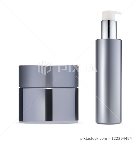 Cosmetic cream jar, airless foundation bottle mockup 122294494