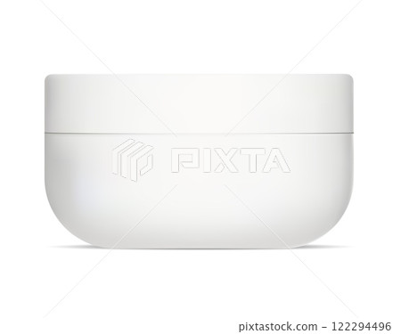 White plastic cosmetic cream jar, simple vector mockup 122294496
