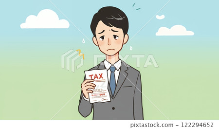 Illustration of a businessman suffering from tax increase 122294652