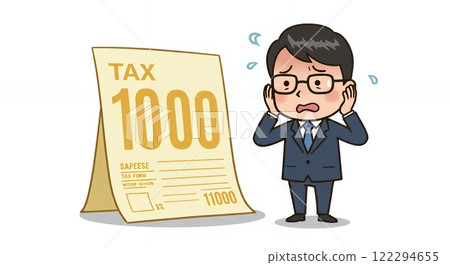 Illustration of a businessman suffering from tax increase 122294655
