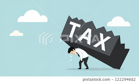 A simple illustration of a businessman suffering from tax increases 122294682