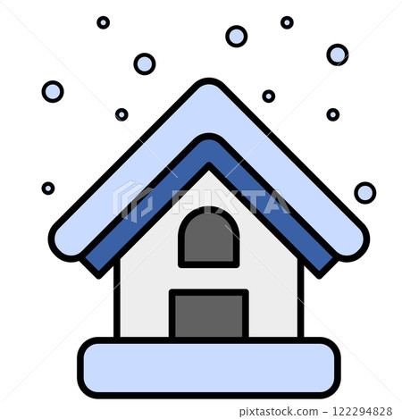 Illustration of a house covered in snow 122294828