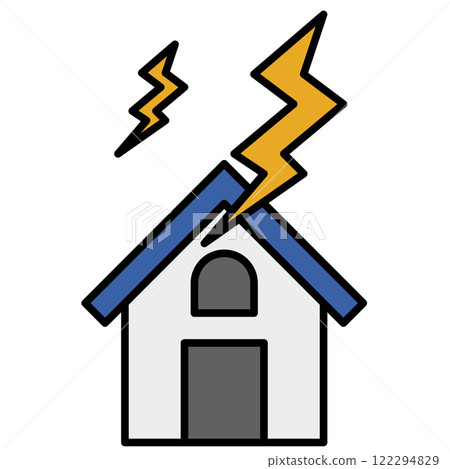 Illustration of house with lightning 122294829
