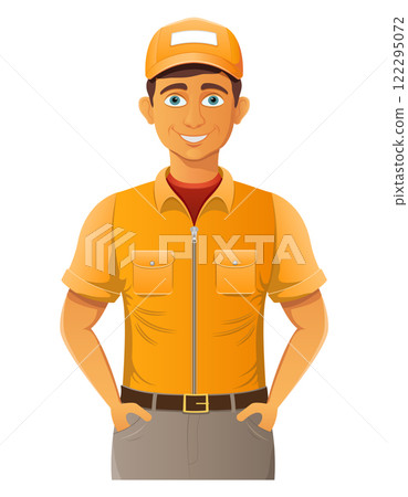 delivery young man courier service vector illustration 122295072
